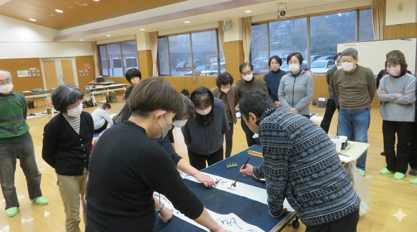 新春の熱気あふれる錬成会を開催 — 書きぞめ展準備と書花展に向けた研鑽 —