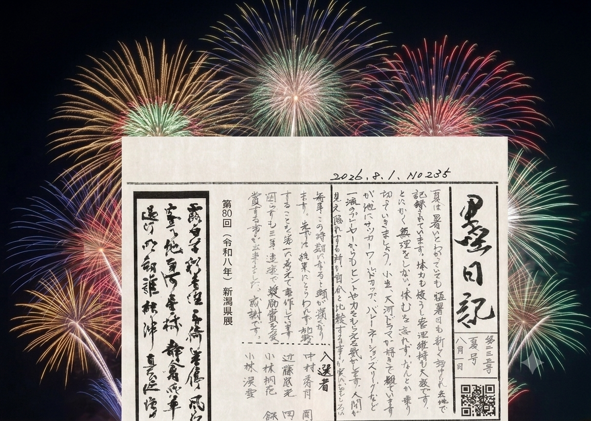 「墨日記 第235号(夏号)」発行!県展・墨雲展・毎日展の成果と夏のご案内